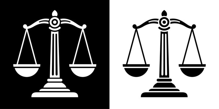 Classic scale, balance icon, logo, pictogram, symbol of lawyer, court, legal topics