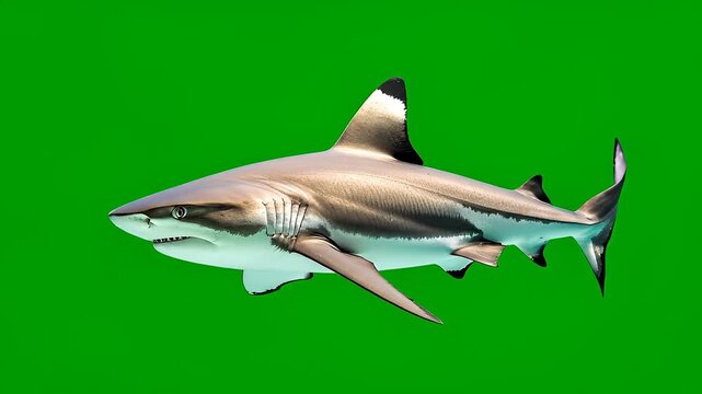Blacktip Reef Shark Swimming Gracefully in Green Waters.