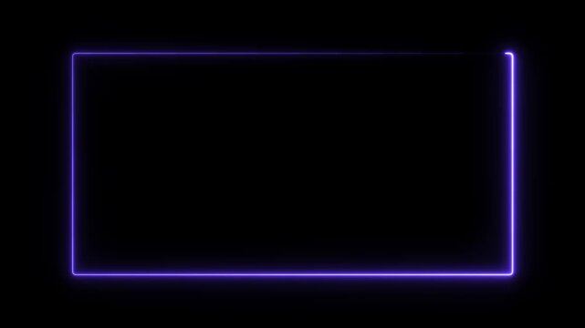 Blue Neon Rectangle Frame on Black Background border