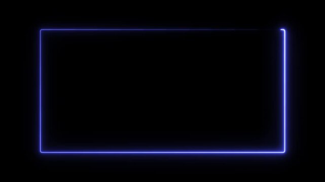 Blue Neon Rectangle Frame on Black Background border