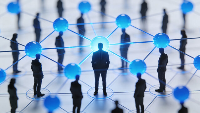 Business Professional at the Center of Social Network Connection