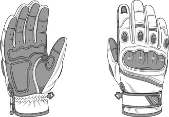 Gray and white motorcycle gloves gray gloves white gloves leather gloves © Riyaj Vector Valley