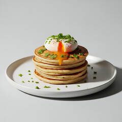 Minimalist Savory New Zealand Pancake Stack with Egg