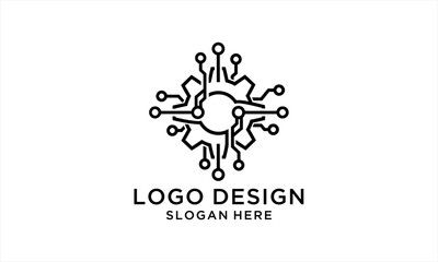 Fototapeta premium Abstract Circuit Board Gear Logo Design for Technology Company.