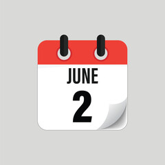 June Second Calendar Date Icon