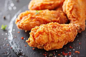 Crispy fried chicken pieces