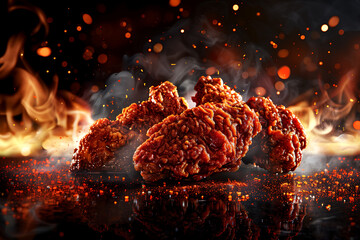 Crispy fried chicken pieces