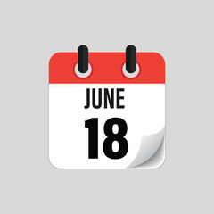 June Eighteenth Calendar Date Icon