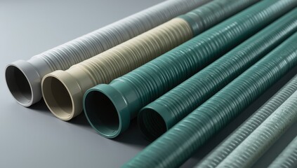 Fototapeta premium Plastic drainage pipes for construction