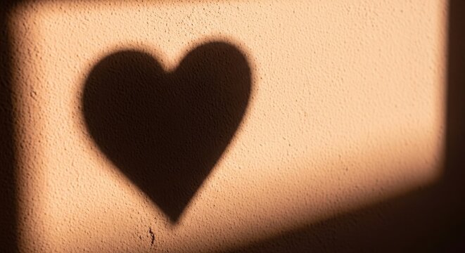 Romantic heart shadow on warm textured background