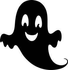 simple graphic drawing ghost, black silhouette, logo, design