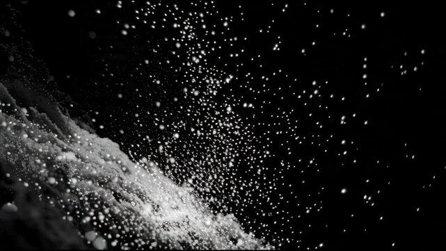 Abstract Dust Particles and Bokeh Light on Black Background Overlay