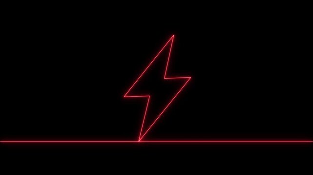Red Neon Lightning Bolt on Black Background electricity