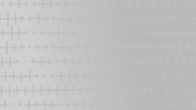 Abstract animated gray background with moving crosses and dots pattern, creating a subtle, clean, and modern looping animation suitable for corporate presentations
