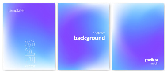 Fototapeta premium Abstract liquid background set. Gradient mesh. Effect blend light blue color. Blurred fluid colorful mix. Modern design template for web cover, header, ad banner, poster, brochure, flyer. Vector image