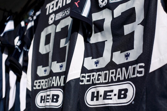 Ciudad de Mexico, Mexico - March 8. 2025: Sergio Ramos jersey for the Monterrey team