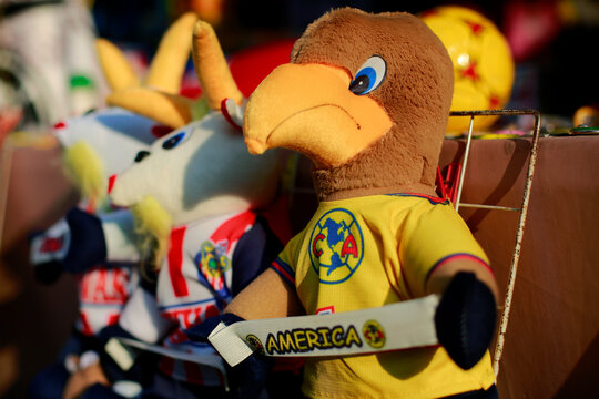 Ciudad de Mexico, Mexico - March 12. 2025: Merchandise from the America and Chivas team, from Mexican league