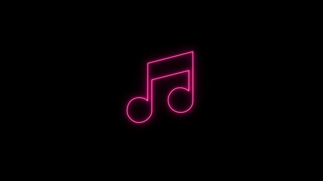 Pink Neon Eighth Note on Black Background music symbol
