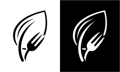 Obraz premium Minimalist Leaf and Fork Logo Design for Healthy and Organic Food Concepts.