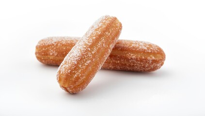 Fototapeta premium Three Dutch oliebollen, a traditional New Year's Eve treat, on a white background