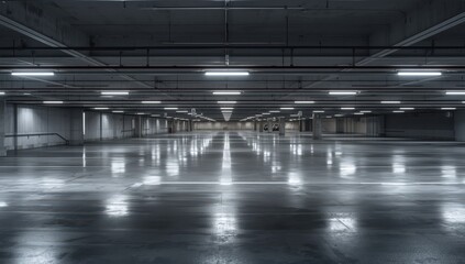 Naklejka premium Vacant underground parking spaces in contemporary apartments or malls