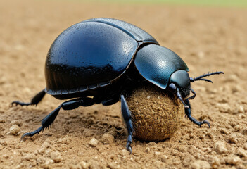 Small Dung Beetle, rolling a perfect sphere of dung