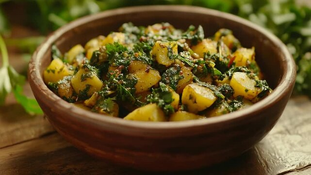 Aloo methi indian recipe on a warm background video