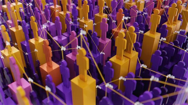 Abstract data loop visualization featuring social media user metrics and community engagement trends for marketing strategy presentations