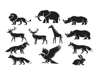 Naklejka premium Stunning wildlife animal silhouettes with dynamic natural poses