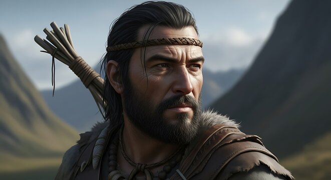 Ancient Warrior with Bow and Quiver.