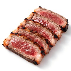Fototapeta premium Sliced Marinated Skirt Steak White Background