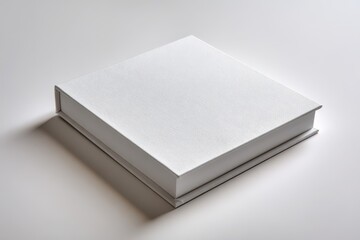 Fototapeta premium Plain blank square book on tactile white paper for editorial design