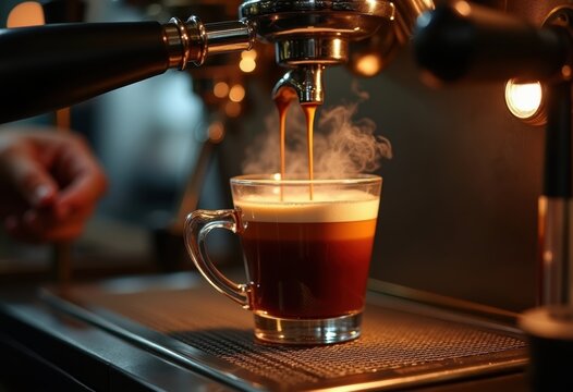 Authentic Italian Espresso Extraction Ritual Vintage Espresso Machine Barista Action