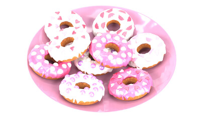 donut with pink icing on plate