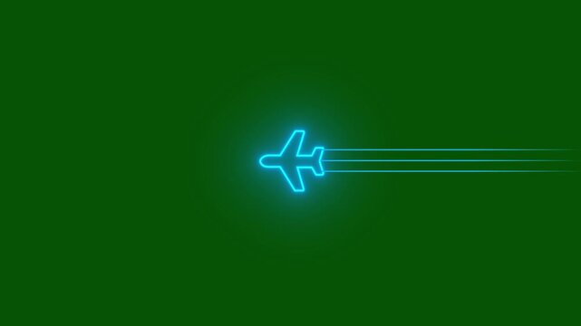 Glowing Simple plane icon, flay icon animation concept, simple flat plane animation. Airplane line path animation, Travel on airplane location map. 4k motion isolated on transparent background.