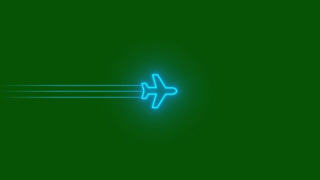 Glowing Simple plane icon, flay icon animation concept, simple flat plane animation. Airplane line path animation, Travel on airplane location map. 4k motion isolated on transparent background.