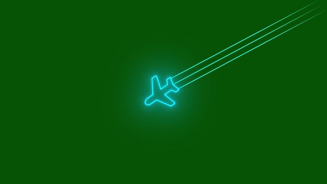 Glowing Simple plane icon, flay icon animation concept, simple flat plane animation. Airplane line path animation, Travel on airplane location map. 4k motion isolated on transparent background.