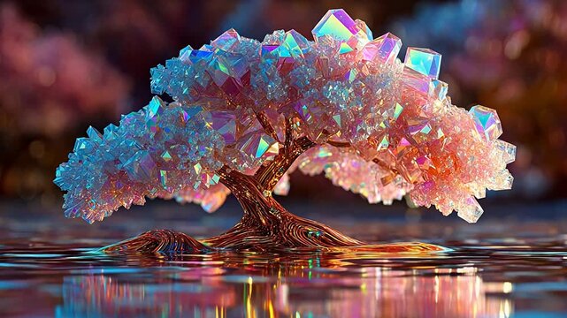 Crystal tree in water