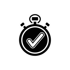Obraz premium Timely Efficiency: A minimalist representation of a stopwatch with a check mark at its center, symbolizing accuracy, speed, and precision in task management and achievement.