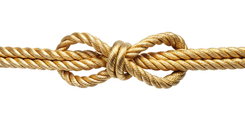 Golden rope with a bowline knot on white background isolated on a transparent background 3