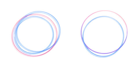 Neon pink and blue circles on white background isolated on a transparent background rings