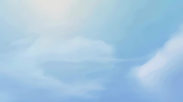 Sky with slowly moving soft clouds in light blue, and white colors, smooth gradient for a calm background