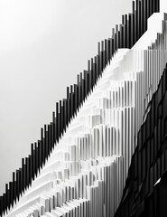 Obraz premium abstract black and white geometric structure with rising vertical lines and sharp angles
