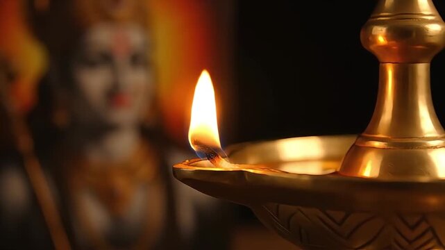 Celebrating Shivaji Maharaj Jayanti with a lit diya in foreground