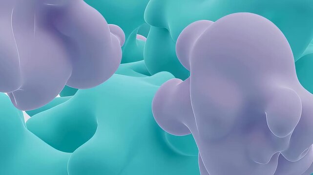 Moving organic shapes abstract animation. Flowing soft matter in purple and blue colors for digital art and modern background.