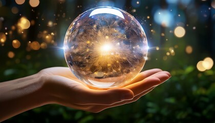 a radiant orb held delicately in a hand casting an ethereal glow