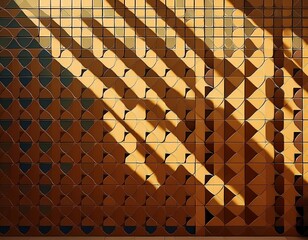 geometric patterns of shadows dancing on a tiled wall