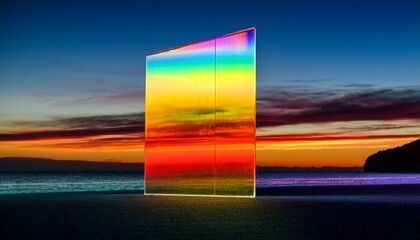 a mesmerizing image showcasing the refraction of light through a prism creating a stunning spectrum of colors