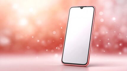 Modern smartphone on a blurred pink background with bokeh lights showcasing its sleek design and vibrant color.