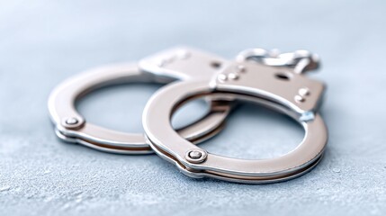 Close-Up of Silver Handcuffs on Textured Background